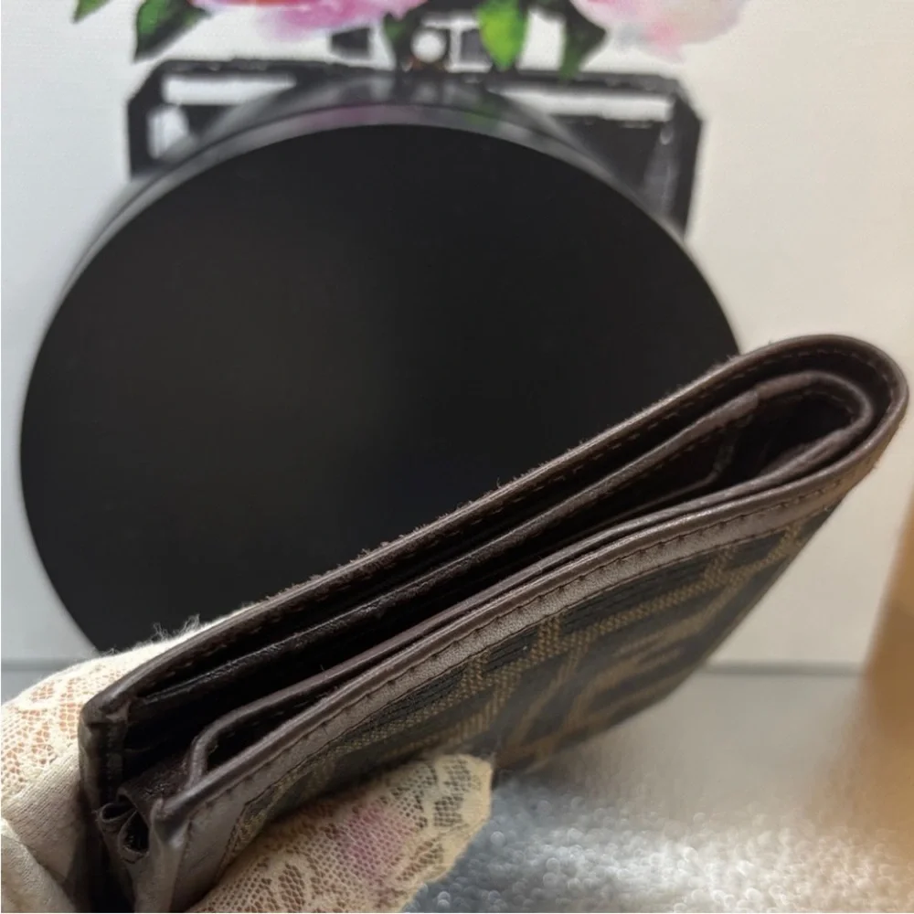 Fendi Black and Brown FF Logo Wallet